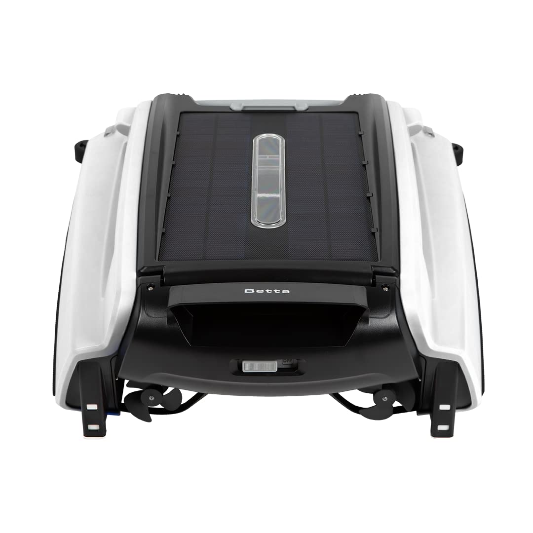 Betta SE Solar Powered Automatic Robotic Pool Surface Skimmer Cleaner with 24/7 Continuous Cleaning Battery Power and Re-Engineered Twin Salt Chlorine Tolerant Motors (Blue)
