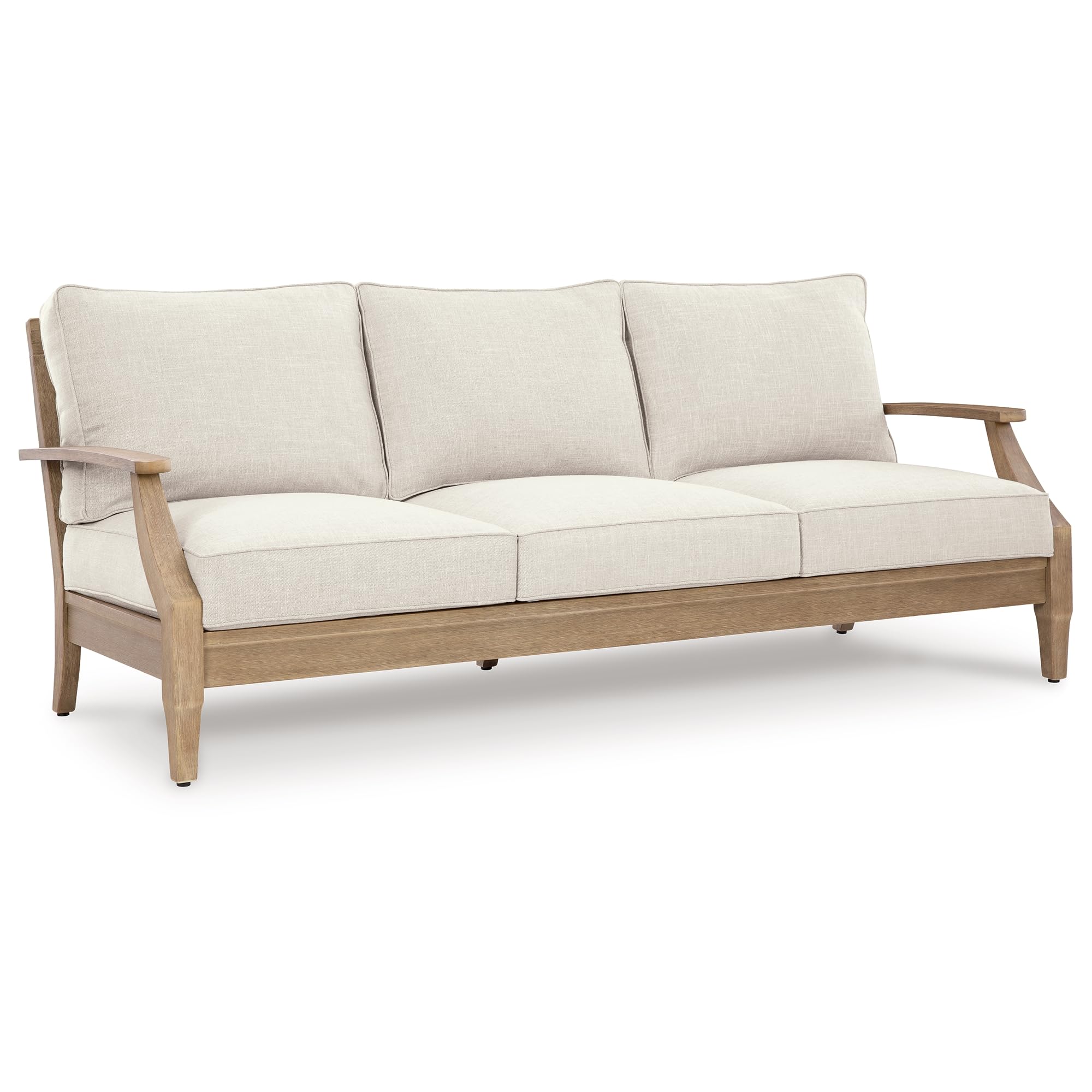 Signature Design by Ashley Clare View Outdoor Lounge Chair, All-weather Foam Cushion, Protective Finish, Eucalyptus Wood , 30" W x 35" D x 32" H, Beige